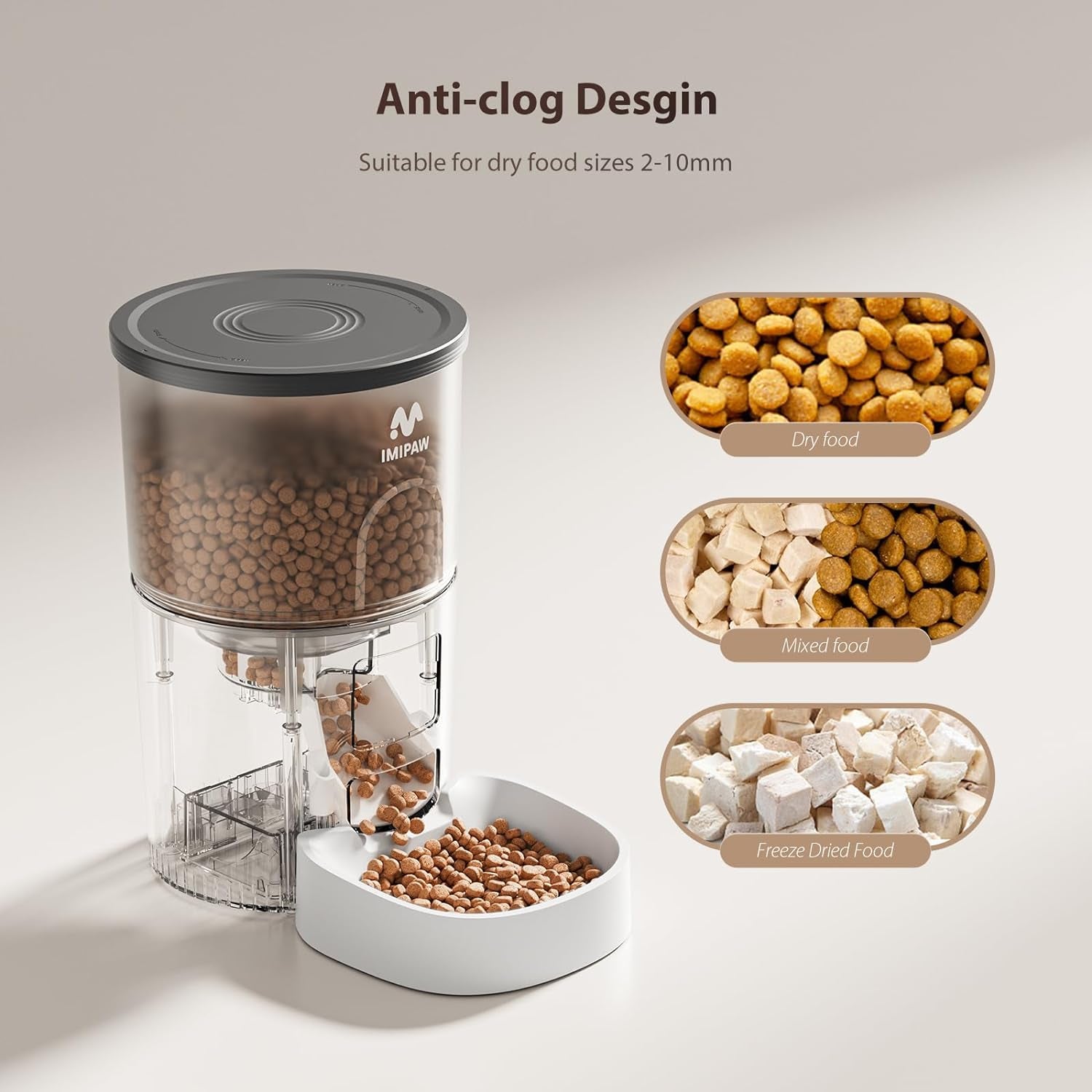 Automatic Cat Feeders, 3L Timed Cat Dry Food Dispenser with Anti-Clogging Design, Auto Pet Feeder for Cats and Dogs, 1-6 Meals per Day