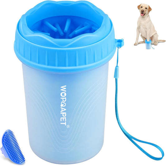 Dog Paw Cleaner Cup, Dog Foot Washer, Muddy Paw Cleaner, Mud Buster Dog Paw Cleaner, Portable Silicone Bristles Cleaning Brush. a Great Gift, Free Bath Brush - Medium, Blue