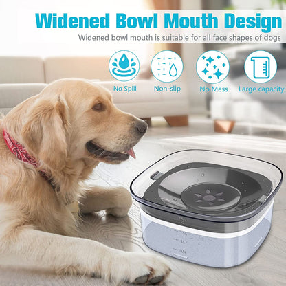 70Oz Dog Water Bowl 2L No Spill Large Capacity Slow Feeder, Spill Proof Pet Water Dispenser Vehicle Carried Travel Drinking Water Bowl for Dogs, Cats